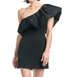 $495 NWT SACHIN & BABI Garcelle One Shoulder Ruffle Dress Party Cocktail Black 0